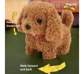 Juguete eléctrico de peluche para perros, interactivo, para que los bebés puedan pasar tiempo boca abajo, con cola que ladra y menea, para cachorros que caminan