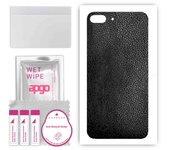 apgo Protective Skin Sticker for the back compatible with Apple iPhone 8 Plus, Wrap Film, Foil, Vinyl - Pattern Black Leather