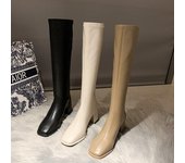 Nuevas botas de moto de invierno para mujer, botas de diseñador hasta la rodilla, tacones súper altos a la moda, zapatos con cremallera, botas de nieve cálidas para mujer 35 negro