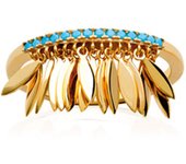 Anillo 'Navajos' Chapado en Oro turquesa dorado - 6x2 mm 54