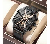 Nuevos relojes de pulsera de moda para hombre, cronógrafo de lujo, luminoso, resistente al agua, con fecha, reloj para hombre, esfera cuadrada, relojes de cuarzo de cuero para hombre