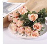 12 piezas de flores artificiales de seda, rosas realistas, ramo de rosas falsas de tallo largo para el hogar, boda, interior, exterior, decoración de mesa, fiesta blanco