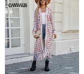 Chaqueta tipo cárdigan larga con flecos de talla grande para mujer de otoño e invierno S púrpura