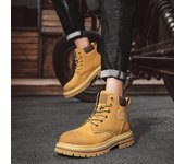 Botas de invierno para hombre, con cordones y piel, de alta calidad, de felpa, para la nieve, suela gruesa, de cuero para combinar, informales para exteriores. 36