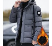 Ropa acolchada Ropa de invierno para hombre Ropa de algodón con plumón Ropa de pan holgada y gruesa Chaquetas medianas y largas M gris