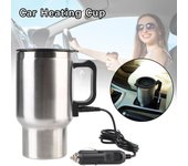 Hervidor de agua portátil para viajes de acampada, taza térmica para agua, café, leche, taza para coche, camión, 12 V, 450 ml, calentador eléctrico de acero inoxidable, taza para calentar vehículos 450ml