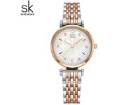 Shengke marca pulsera de lujo reloj de mujer reloj de pulsera de oro rosa para mujer relojes de cuarzo japoneses reloj de diseño original reloj femenino plata