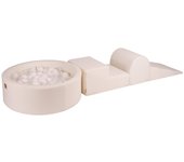 Bloques de escalada de espuma para niños pequeños MeowBaby® Boucle Blanco 3 elementos con piscina de bolas 90x30cm 235x45x30 cm
