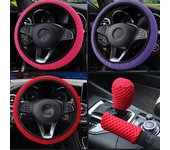 3 unids/set protector para volante de coche de lana suave para coche + funda Interior tapa de palanca de cambios de freno de mano resistente al desgaste marrón