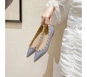 Zapatos planos puntiagudos remachados para verano, zapatos de mujer modernos y cómodos 34 negro