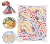300 fundas de plástico para recipientes de alimentos, coloridas, reutilizables, elásticas, para cocina, comedor, utensilios de cocina, tapas para conservas frescas. White-100pcs