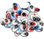 60 piezas DIY plástico ojos de dibujos animados arcilla plana Animal muñeca juguete ovalado mezclado 14mmx19mm
