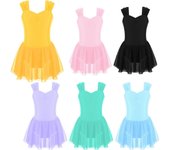 Vestido de princesa con tutú de ballet para niñas, disfraces de baile lírico, leotardo de gimnasia, ropa de baile de salón lírico moderno, patinaje elegante 3-4 Years negro