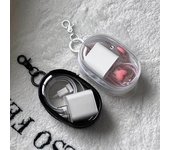 Caja de almacenamiento portátil transparente para cables y auriculares Oval storage bag [empty bag/no keychain] blanco transparente