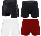 Leggings cortos con pedrería brillante para niñas, con cintura elástica en V, para patinaje artístico, danza y gimnasia. 5-6 Years negro