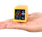 Estación meteorológica portátil pequeña con wifi inteligente, pantalla con temperatura, humedad, hora, despertador, decoración de escritorio amarillo