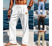 Pantalones casuales holgados de color liso para hombre, con cintura con cordón, para fitness, running y actividades al aire libre. M azul claro