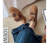 Zapatillas de piel con estampado de leopardo retro Grape Mom para mujer - Colección Otoño/Invierno 37