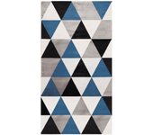 Tapis Geo Scandi Toucher tressé Triangles - Bleu - Laine synthétique - 80 x 150 cm