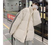 Parkas cálidas de invierno para mujer, chaquetas acolchadas de algodón, abrigo de rayas Y2K, chaqueta acolchada gruesa, cuello alto, prendas de abrigo informales para mujer y niña S blanco