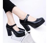 Zapatos Mary Jane de moda para mujer 2024, plataforma de tacón grueso, tacones altos, zapatos de mujer cómodos y modernos. 37 negro