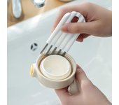 1PC Tapa de taza Cepillo para espacio de teclado Cepillo para tapa de taza rizado Cepillo para cojín de aire Cepillo de limpieza Tapa de botella Ranura para espacio multiusos blanco