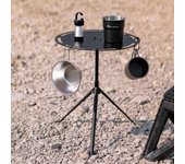 Mesa de Picnic plegable para exteriores, mesa redonda para acampar, mesa de comedor de aleación de aluminio con trípode, bolsa de almacenamiento, mesa auxiliar para acampar negro