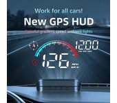 Pantalla frontal HUD M22 para automóvil, instrumento de velocidad GPS con alarma de exceso de velocidad para vehículos híbridos eléctricos y de combustible de aceite universales negro