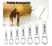 Accesorios de pesca con gancho de acero, anillos divididos ovalados, conector giratorio a presión, rodamiento giratorio 0#