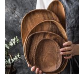 Plato de cubiertos de madera para restaurante, cafetería, Hotel, platos de frutas, platillo, té, postre, Vajilla de cena 16x13cm