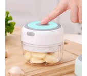 Mini picadora de ajo eléctrica USB de 250 ml, potente picadora de carne y trituradora de verduras y cebolla, accesorios de cocina. blanco
