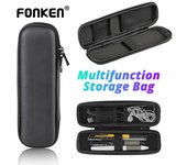 Fonken-estuche protector portátil de EVA, carcasa dura negra, estuche para lápices, caja de transporte para bolígrafo, estuche organizador para auriculares negro