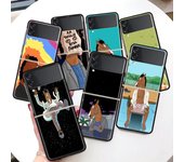Funda rígida negra con dibujos animados de B-BoJack Horsemans para Samsung Galaxy Z Flip 5 4 3 5G, para ZFlip 5 4 3, parachoques de lujo a prueba de golpes Samsung Z Flip 4