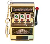Máquina tragamonedas de la suerte con carrete giratorio, decoración para tarta de cumpleaños, recuerdos, juegos divertidos, llavero para fiesta. oro