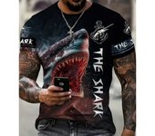 2024 Camisetas para hombre Camisetas vintage de tiburón Ropa de gran tamaño Tops de manga corta de verano Camisetas de chico de calle Camisetas tipo pulóver para hombre S
