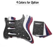 Juego de golpeador de guitarra eléctrica SSS con tornillos de placa trasera, protector de púas para guardabarros American ST Style White Pearl