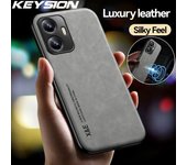 Funda de cuero de lujo KEYSION para Realme C55 silicona suave + PC a prueba de golpes funda trasera del teléfono para OPPO A95 A94 A74 4G A53 A9 A5 2020 for Realme C55 azul