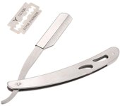 1 juego de navaja de afeitar de borde recto de acero inoxidable para peluquería, navaja de afeitar plegable de seguridad para depilación