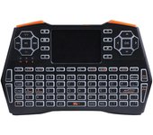 Mini teclado inalámbrico 2,4G Air Mouse, teclado retroiluminado de tres colores con panel táctil para ordenador portátil y TV Engligh negro