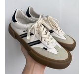 Nuevos zapatos de lujo para mujer, zapatillas clásicas de cuero retro de corte bajo con cordones, zapatillas informales para mujer, talla grande 44 35 beige