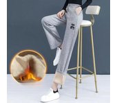 Pantalones de pierna ancha, pantalones deportivos, pantalones de terciopelo para mujer de otoño e invierno, pantalones holgados de cintura alta y pierna recta, pantalones casuales para mujer XXXL negro