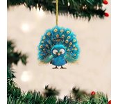 Adornos de árbol de Navidad de pavo real, adornos colgantes de acrílico de pavo real de dibujos animados para árbol de Navidad, decoración navideña para coche 8 cm 1