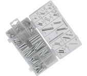 Juego de resortes para herramientas de ferretería, accesorios, resorte de tensión de bobina de extensión y compresión, de metal y acero, surtido con caja de almacenamiento Silvery