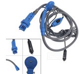 Lavadora de coche portátil de 12 V, ducha de camping, juego de ducha de alta presión para coche, pulverizador de bomba eléctrica para acampar al aire libre, viajes, mascotas azul
