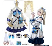Cosplay Barbara Cosplay Anime juego uniforme Barbara Gunnhildr disfraz peluca fiesta de Halloween niñas adultas L-(Full set+wig)