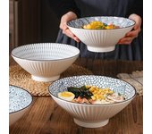 Cuenco de Ramen de cocina de cerámica de 8 pulgadas, cuencos grandes para sopa, vajilla duradera para Fideos de arroz, platos domésticos de estilo tradicional japonés