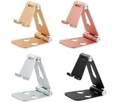 Soporte para teléfono móvil de escritorio, base, base, soporte para teléfono y tableta, soporte de escritorio ajustable de aluminio color rosa