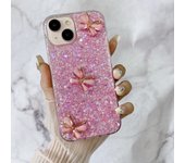 Funda para teléfono con diseño de mariposa 3D, color sólido, brillante y con purpurina, para iPhone 15, 14, 13, 12 Pro Max, Samsung Galaxy Girls, bonita funda trasera de silicona suave a prueba de golpes iPhone 6/6s color rosa