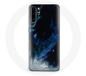 Coque pour Huawei P30 Pro Nuages de fumée multicolore de bleu gris et noir sur fond noir