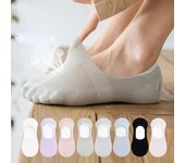1 Par Mujeres Silicona Antideslizante Calcetines Cortos Algodón Invisible Calcetines de Barco Verano Color Sólido Antideslizante Calcetines de Tobillo negro